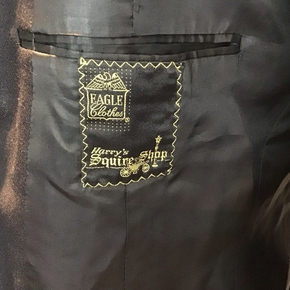 Eagle Clothes Black Wool Four Button MidLength Vintage Notch Collar Overcoat 44 - Picture 13 of 15